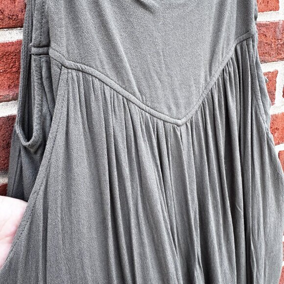 Kori Jumpsuit Overalls Womens Medium Olive Green Cropped Wide Leg Cottagecore - Picture 4 of 14